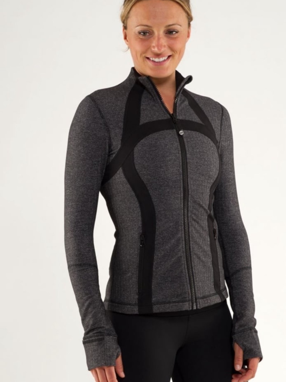 Lululemon Define Jacket Herringbone Charcoal Grey Black Athletic Zip Up Collar